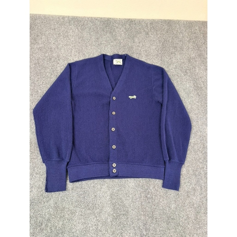 Vintage JC Penney The Fox Sweater Cardigan Blue Large Acrylic Long Sleeve Size S
